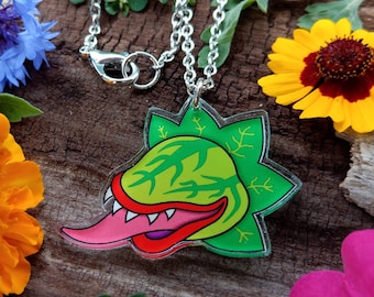 Little Shop of Horrors Audrey II Statement Pendant Necklace, Halloween Funny Detailed Costume Jewelry