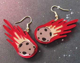 Realistic Shiny Shooting Star Asteroid Comet Meteorite Dangle Earrings, Astrology Science Teacher Space Jewelry