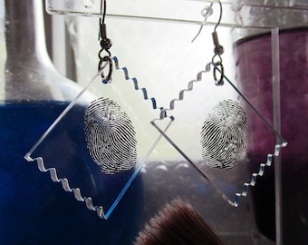 CSI Fingerprint Tape Lift Earrings True Crime Jewelry