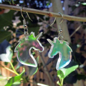 Iridescent Fantasy Unicorn Bust Acrylic Fantasy Earrings