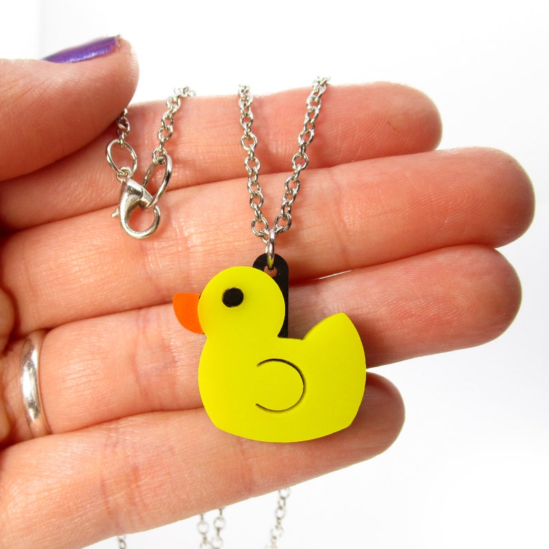 Yellow Rubber Duck Pendant Necklace Rubber Ducky Bath Toy Etsy