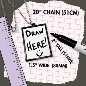 Protest Art Board Pendant Necklace, Large Dry Erase Message DIY Artist Statement Jewelry image 7