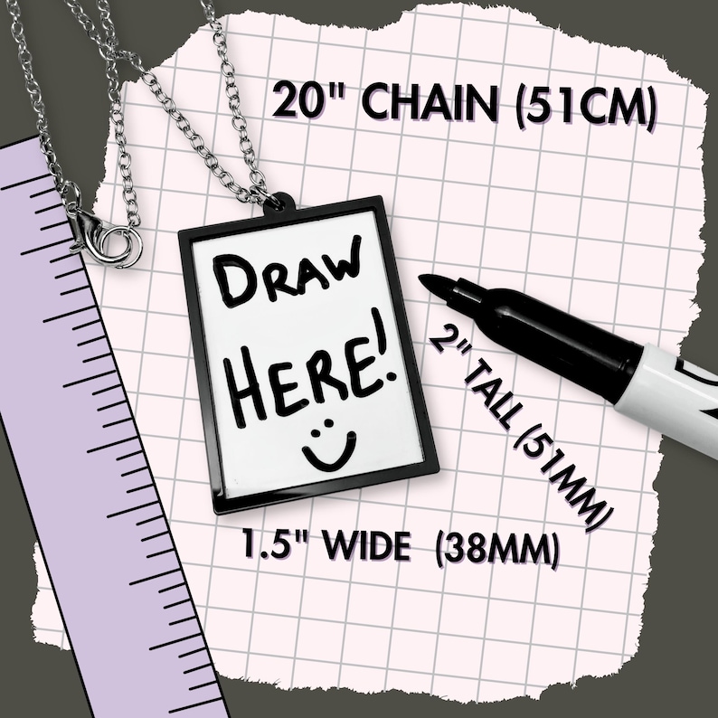 Protest Art Board Pendant Necklace, Large Dry Erase Message DIY Artist Statement Jewelry image 7