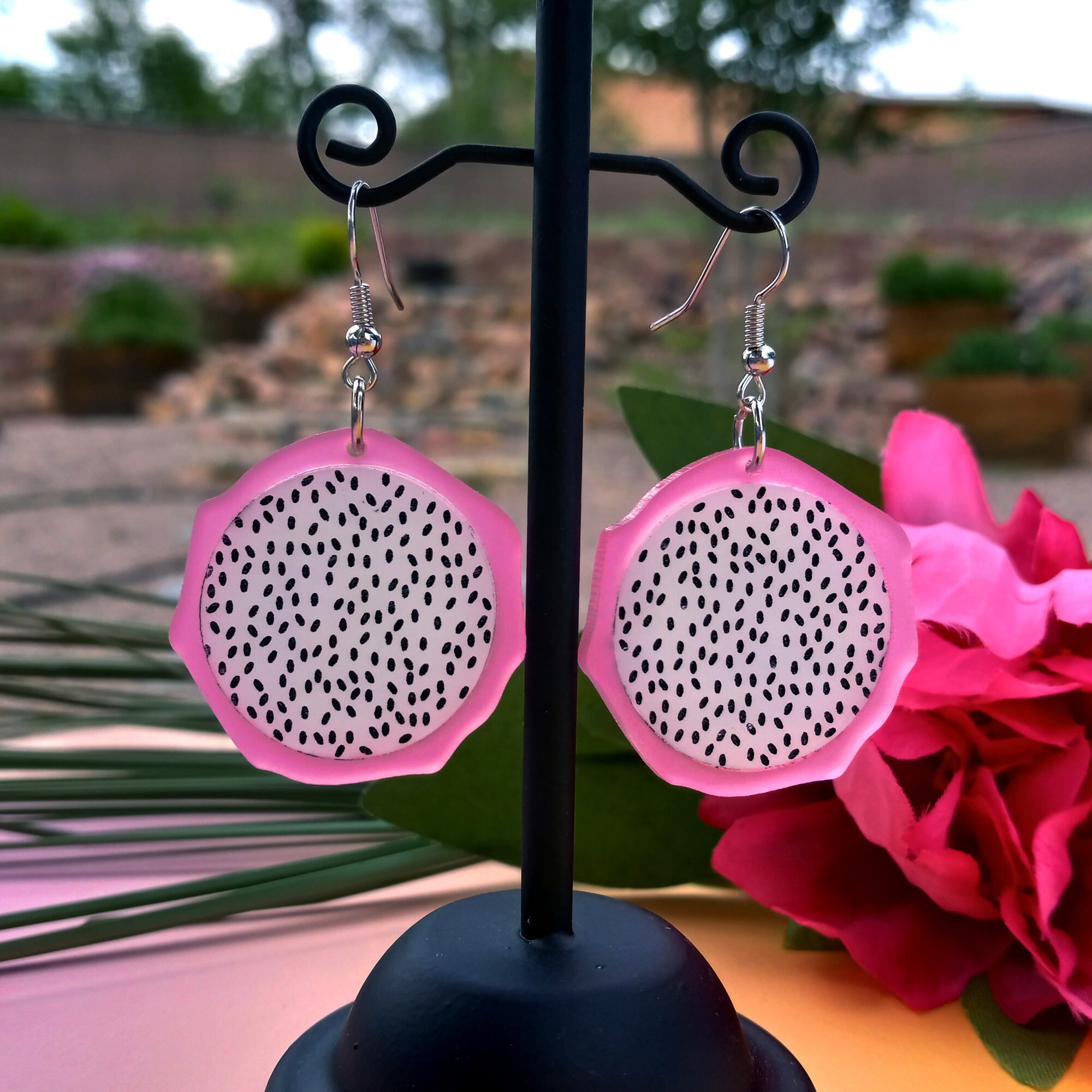Dragon Fruit Slice Summer Dangle Earrings Cactus Fruit Pitaya Summer Beach Food Decora Jewelry Etsy Canada
