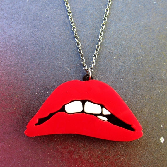 Red on sale lips necklace