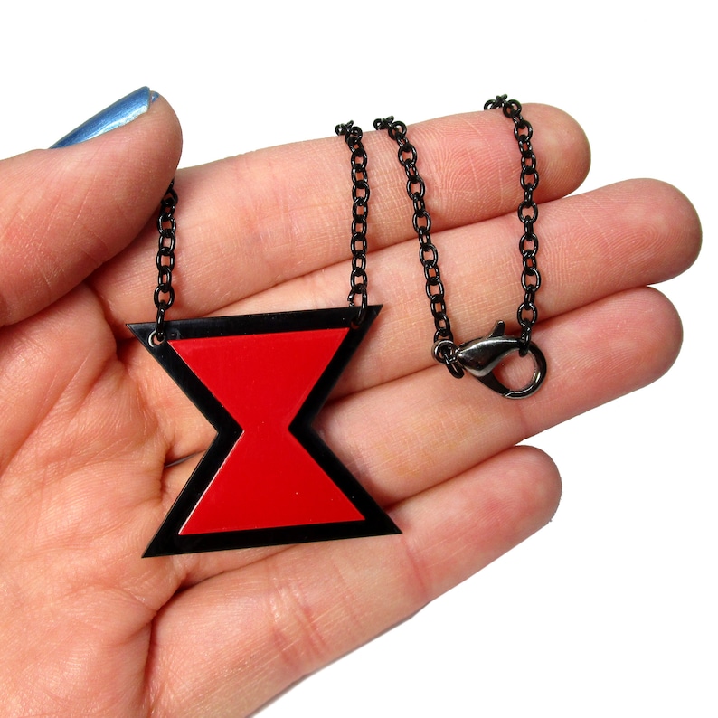 Black Widow Necklace Hourglass Symbol Logo Spider Jewelry Etsy