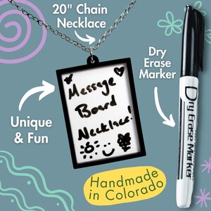 Protest Art Board Pendant Necklace, Large Dry Erase Message DIY Artist Statement Jewelry image 3