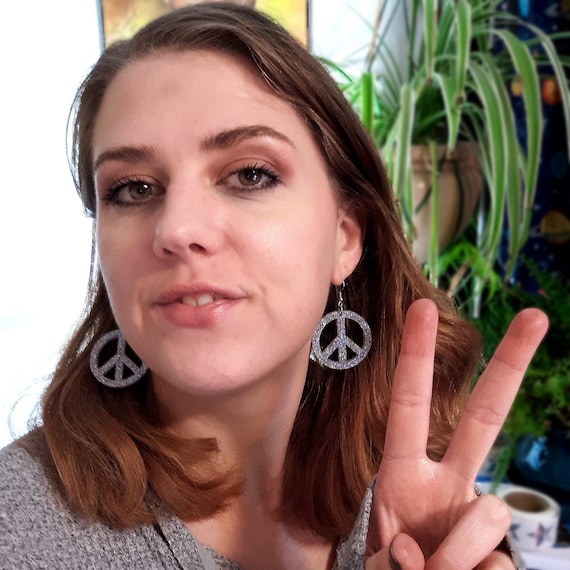 Peace sign cheap dangle earrings