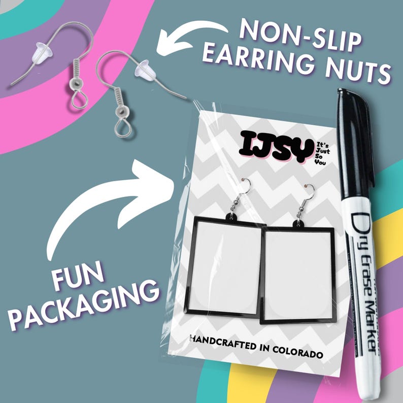 Message Board Dangle Earrings, Large Interactive Protest Resist DIY Artist Statement Jewelry image 9