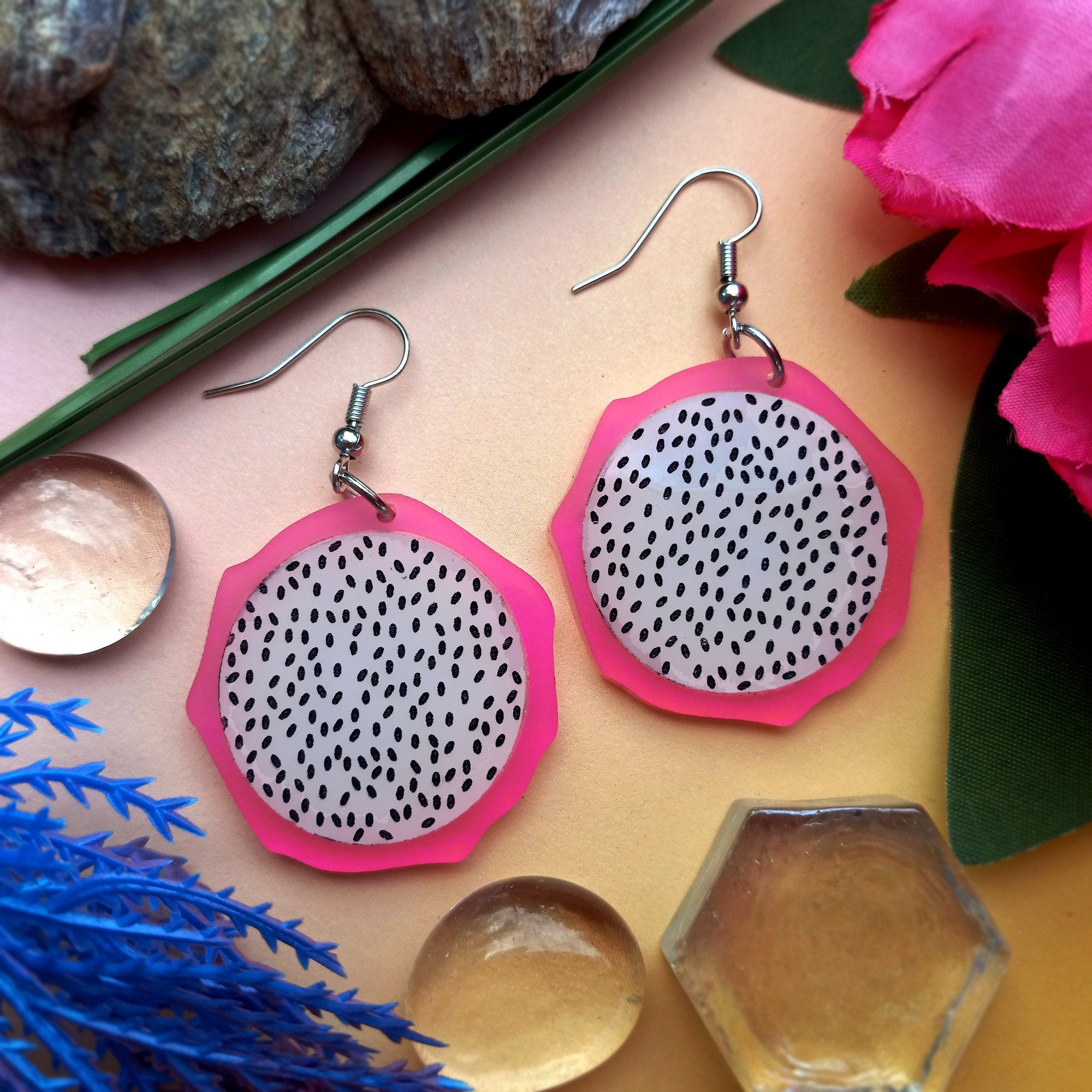 Dragon fruit earrings deals