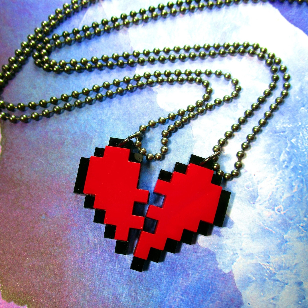 Minecraft heart cheap couple necklace