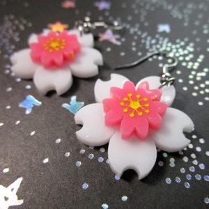 Cherry Blossom Cinderella Edit Earrings - White & Pink