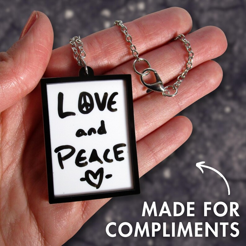 Protest Art Board Pendant Necklace, Large Dry Erase Message DIY Artist Statement Jewelry image 6