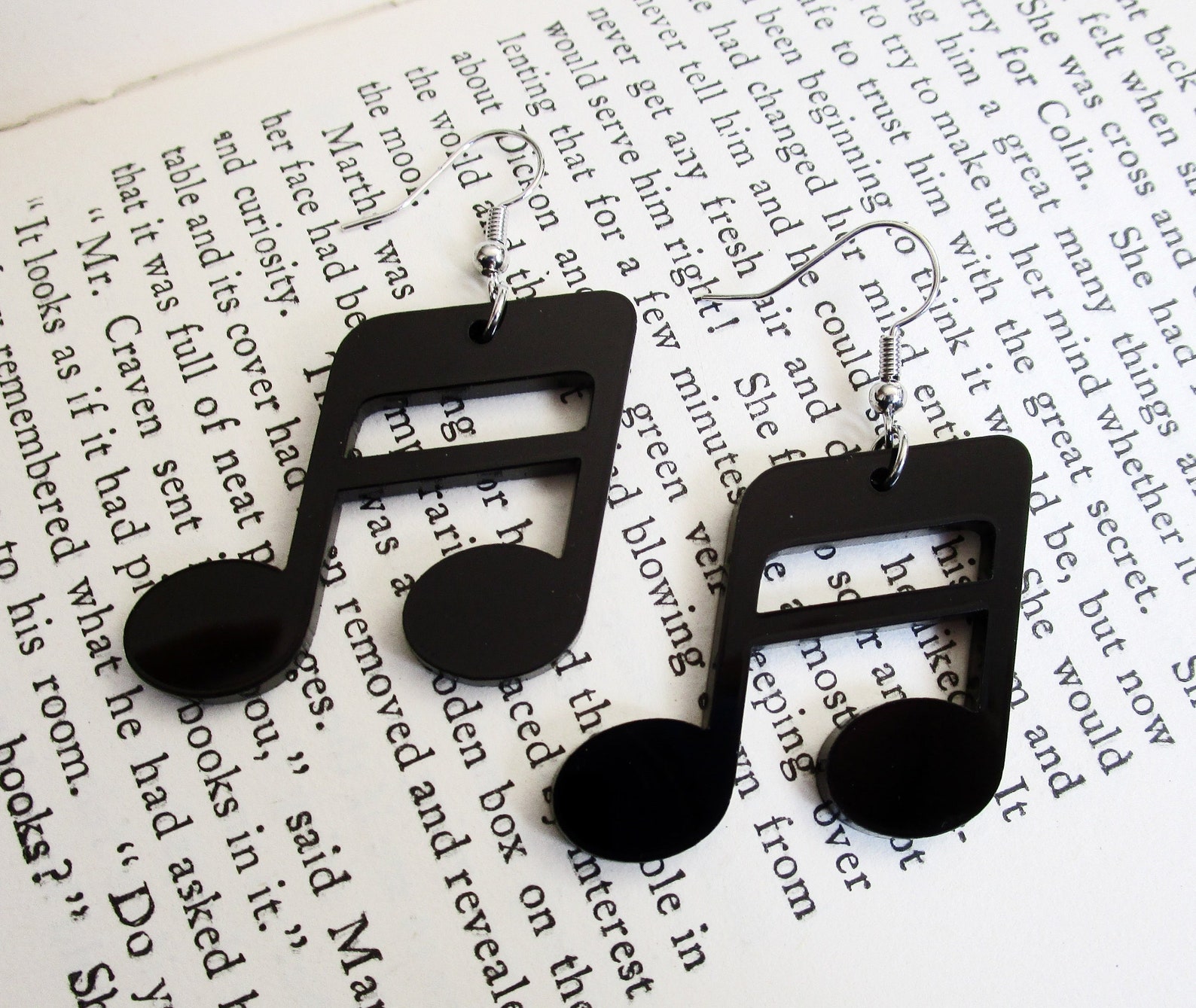 Black Music Note Dangle Earrings Musical Notes Sixteenth Note Etsy