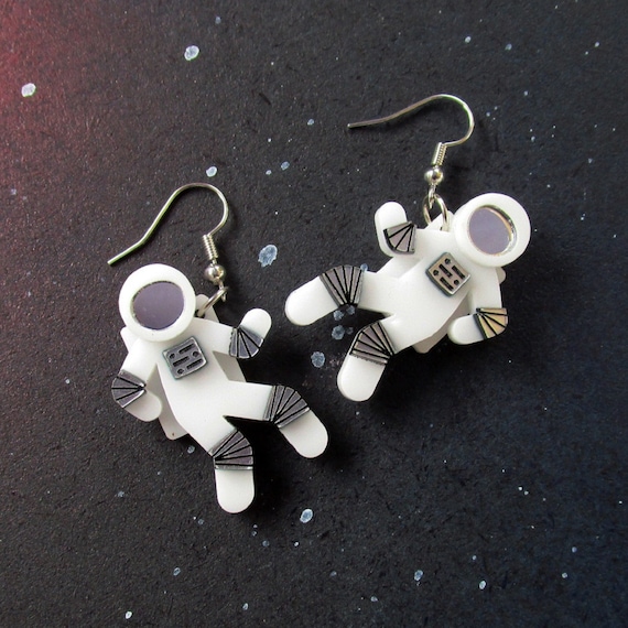 Astronaut Earrings Space Cadet Cosmonaut Dangle Statement