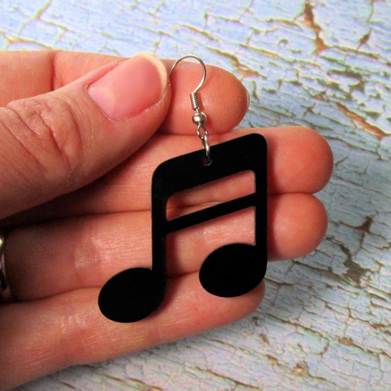 Black Music Note Dangle Earrings Musical Notes Sixteenth Note Etsy
