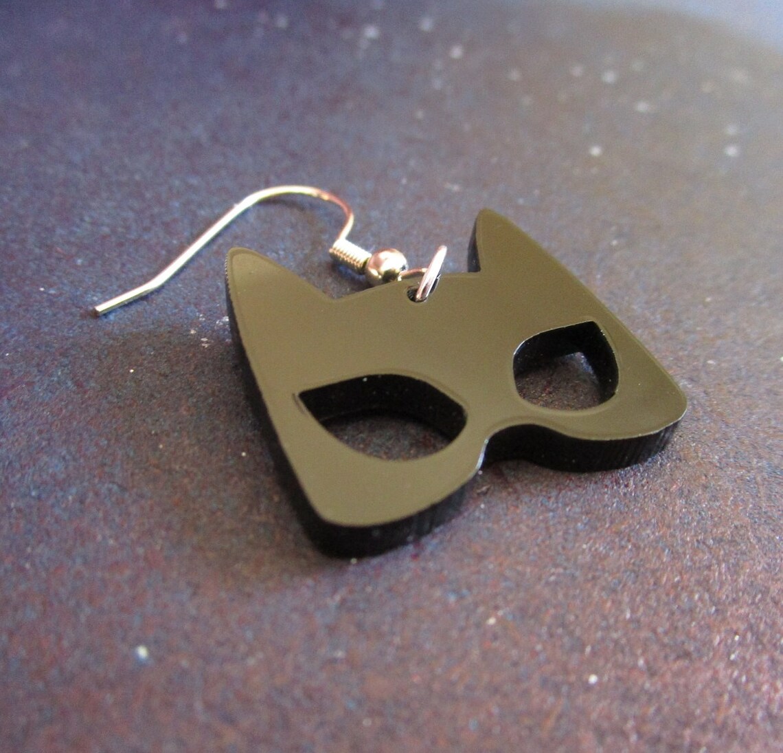 Catwoman Black Mask Silhouette Shape Earrings Cowl Cat Woman Etsy