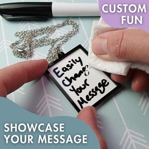 Protest Art Board Pendant Necklace, Large Dry Erase Message DIY Artist Statement Jewelry image 8