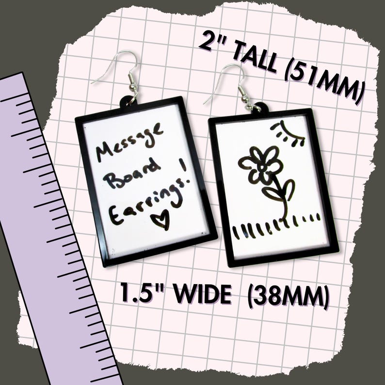 Message Board Dangle Earrings, Large Interactive Protest Resist DIY Artist Statement Jewelry image 8