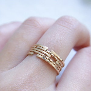 5 Thin Gold Rings, Fine gold bands, Dainty rings, Delicate Gold Midi Ring, Stacking Ring, Minimalist Hammered Gold Ring set, Australia Shop image 1