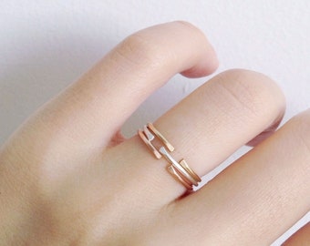 3 Dainty rose gold stacking ring Thin delicate simple bands Plain twist hammered gold ring Minimalist Silver midi cuff stack fine rings