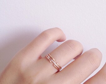 Rose Gold Stacking Ring, Thin Hammered Open Cuff Band, Pink jewelry gift for women, Dainty 14k gold filled promise ring, Australian handmade