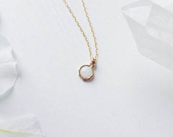 Genuine Australian Opal Necklace, white opal gemstone jewellery, Dainty October birthstone pendant charm, Personalised gift for mum