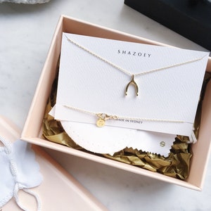 Gold Wishbone Charm Necklace Layered Gold filled Necklace for women Minimalist good luck charm pendant chain Dainty fine jewelry friend gift image 1