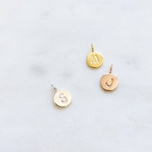 Initial Charm Pendant, Gold letter tag, Silver Custom engraved necklace, Charm necklace alphabet jewelry, Monogram Necklace Gift image 1
