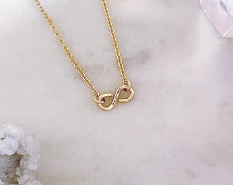 Gold infinity charm pendant necklace Minimalist jewelry Meaningful Anniversary gift for wife Dainty forever love necklace friend mum sister