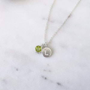 Peridot Birthstone Necklace Personalised Letter August gemstone Dainty jewelry Australia made initial custom Necklace Gift for mum image 1