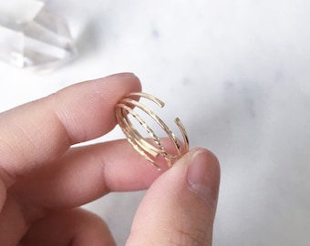 Thin gold ring, Dainty gold open band, 14K gold filled delicate ring, Hammered cuff ring, Gold midi stacking ring, Australia ring shop