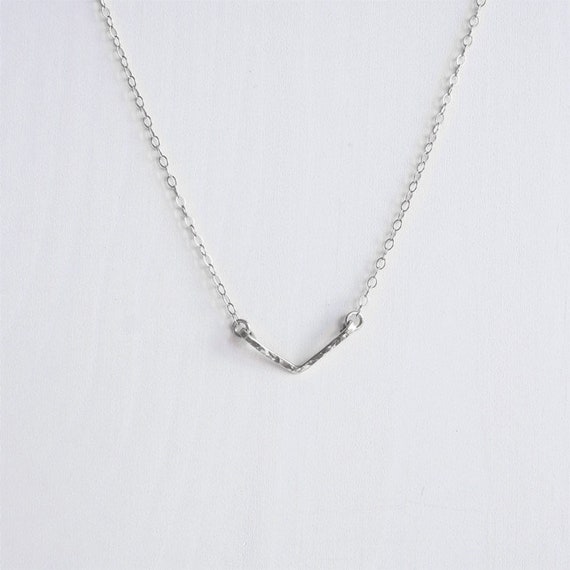 Large Chevron Pendant Layered Necklace Minimalist Chic Jewelry Sterling Silver Chevron Necklace Geometric Necklace Adjustable Necklace.