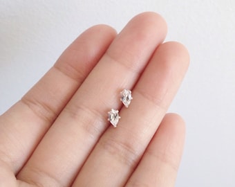 Pear white topaz studs, Clear gemstone stud earrings, April birthstone crystal studs, Tiny teardrop cartilage studs, Dainty bridesmaid gift