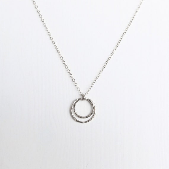 Silver double ring necklace discount