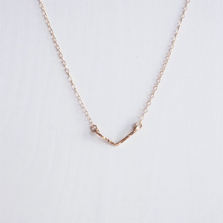 Rose Gold Chevron Necklace Minimalist 