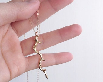 Branch Necklace, Stick Necklace, Twig Necklace, Plant Necklace, Yoga jewellery, Nature necklace, minimal layering necklace