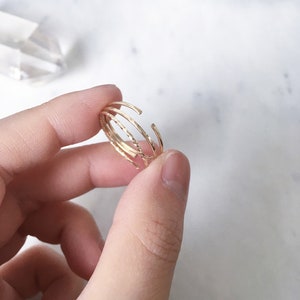 5 Thin Gold Rings, Fine gold bands, Dainty rings, Delicate Gold Midi Ring, Stacking Ring, Minimalist Hammered Gold Ring set, Australia Shop image 4
