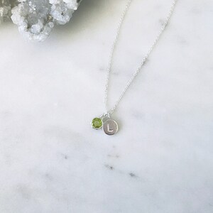 Peridot Birthstone Necklace Personalised Letter August gemstone Dainty jewelry Australia made initial custom Necklace Gift for mum image 3