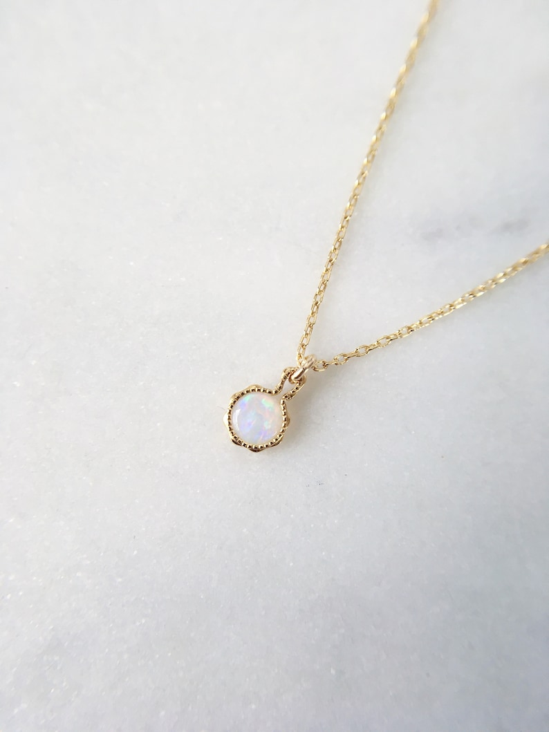 Genuine Australian Opal Necklace, white opal gemstone jewellery, Dainty October birthstone pendant charm, Personalised gift for mum image 8