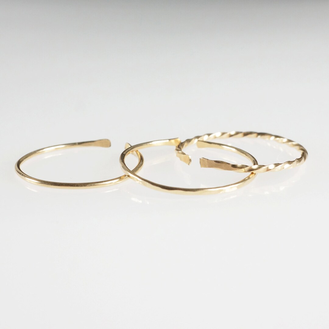 3 Gold Rings Thin Gold Band Dainty Gold Filled Rings - Etsy