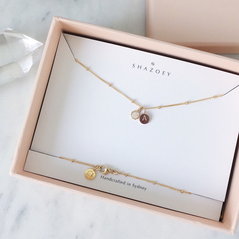 Genuine Australian Opal Necklace, white opal gemstone jewellery, Dainty October birthstone pendant charm, Personalised gift for mum image 3