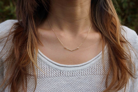 Rose gold chevron necklace sale