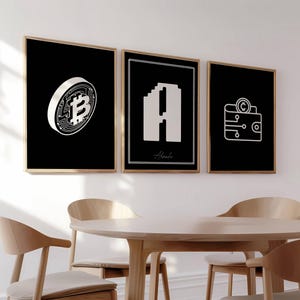 Personalized 3 BTC Prints, Office Decor, Bitcoin Wall Art Room Prints, Bedroom Decor, Crypto Art, Trading Room Wall Art, Trading Wallart