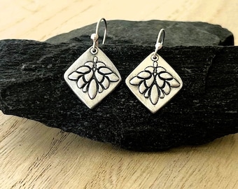 Lightweight Sterling Silver Botanical Dangle Earrings - Handmade Sterling Silver  Nature Inspired Earrings