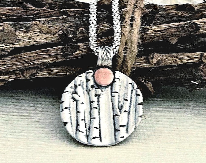 Sterling Silver Birch Tree Necklace: Nature Inspired Woodland Pendant. Hiker gift.