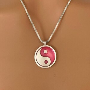 Pink Yin Yang Sterling Silver Necklace: Spiritual Balance Jewelry