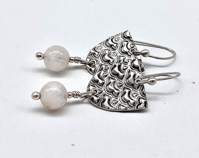 Artisan Sterling Silver Moonstone Dangle Earrings