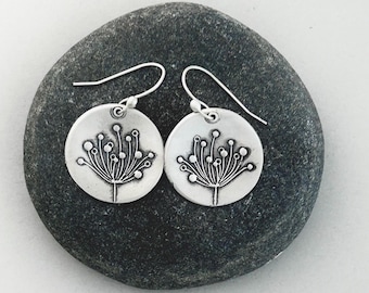 Sterling Silver Dandelion Earrings | Artisan Botanical Dangle Jewelry