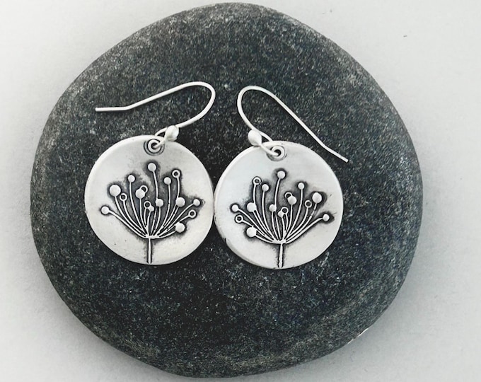 Sterling Silver Dandelion Earrings | Artisan Botanical Dangle Jewelry